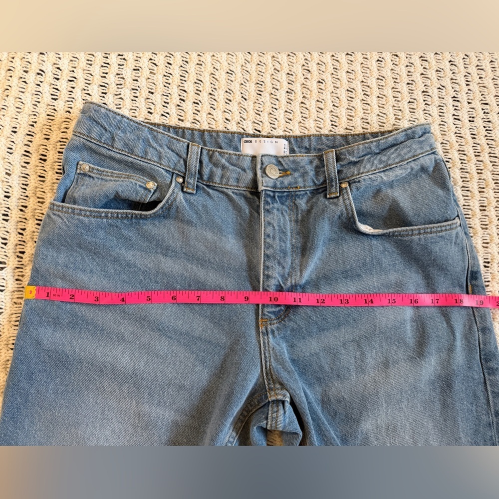 ASOS Light Blue Distressed Knee Midrise Jogger Ankle Denim Jeans Womens 32x30 - Picture 10 of 11